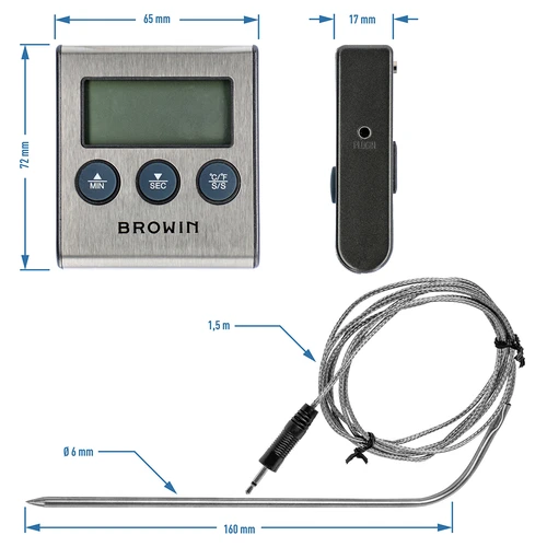 Elektroninen keittiölämpömittari anturilla (0°C - 250°C) - 9