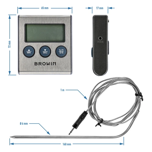 Elektroninen keittiölämpömittari anturilla (0°C - 250°C) - 9