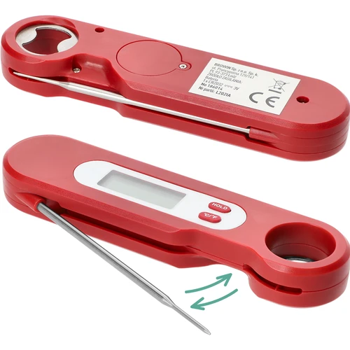 Elektroninen ruokatermometri taitettavalla anturilla (-50/+300℃), punainen - 4