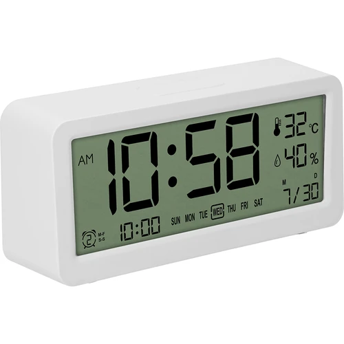 Elektroninen Soens-sääasema - valkoinen, kellolla ja kalenterilla