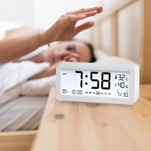 Elektroninen Soens-sääasema - valkoinen, kellolla ja kalenterilla - 7