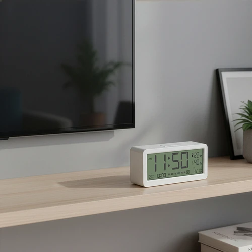 Elektroninen Soens-sääasema - valkoinen, kellolla ja kalenterilla - 9