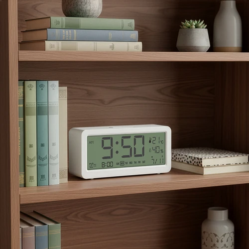 Elektroninen Soens-sääasema - valkoinen, kellolla ja kalenterilla - 8