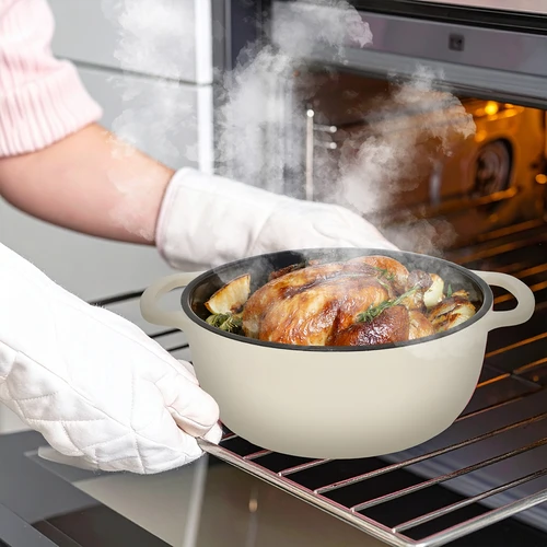 Emaloitu valurautapata – ecru, 5,8 l - 8