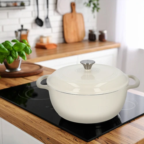 Emaloitu valurautapata – ecru, 5,8 l - 9