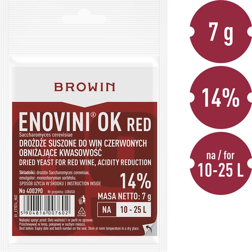 Enovini® OK RED - happamuutta alentava viinihiiva 7 g - 4