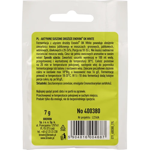 Enovini® OK WHITE - viinihiiva, joka alentaa happamuutta 7 g - 2