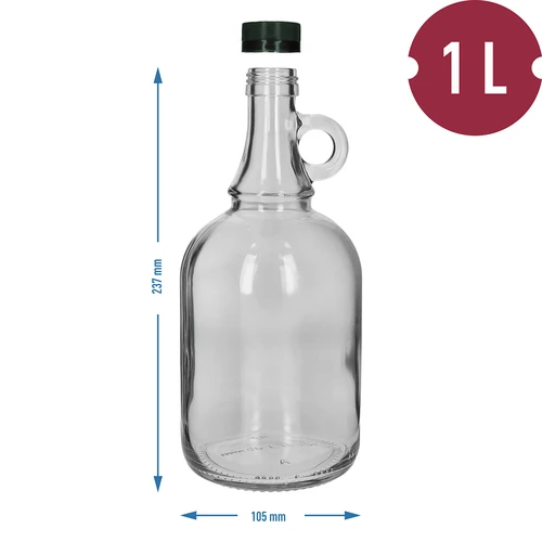 Gallone-pullo 1L ilman punosta, kierrekorkilla - 4