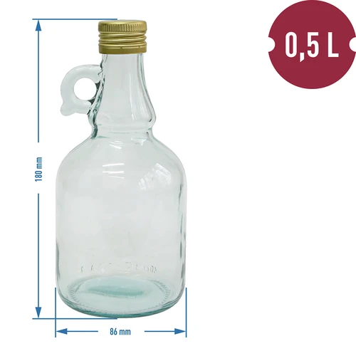 Gallone-pullo ilman punosta, kierrekorkilla 0,5 L - 2