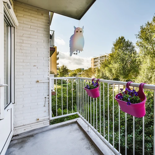 Heijastava lintujen karkotin koriste - pöllö kelloilla - 11