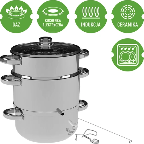 Höyrymehustin (mehumaija) ruostumattomasta teräksestä + höyrytysosa, 5 l - 4