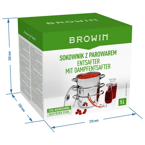 Höyrymehustin (mehumaija) ruostumattomasta teräksestä + höyrytysosa, 5 l - 10