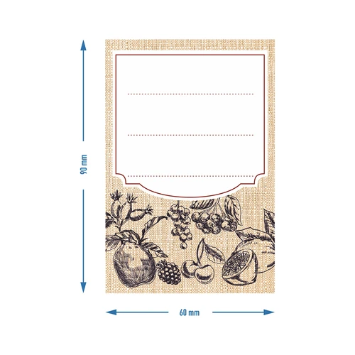 Itsekiinnittyvät etiketit 60 x 90 mm pulloihin, purkkeihin hedelmäluonnos - 20 kpl. - 4