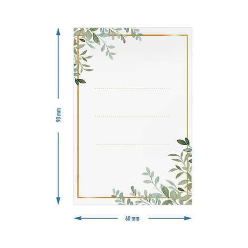 Itsekiinnittyvät etiketit 60 x 90 mm pulloihin, purkkeihin, lahjoihin, kukkakuvio - 20 kpl - 4