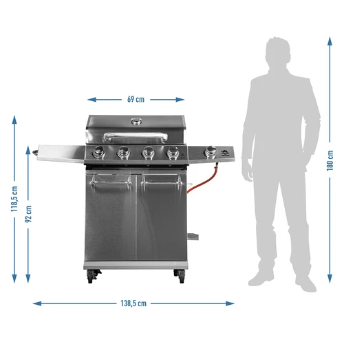 Kaasugrilli dragON BBQ201, 18,8 kW, hopea - 12