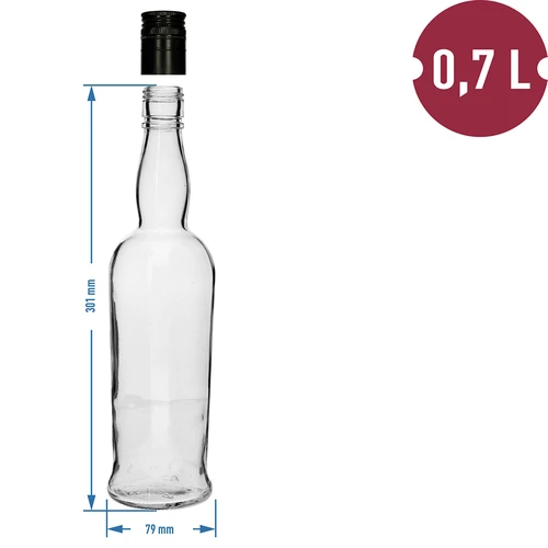 Kapteenin pullo 700 ml kierrekorkilla - 6 kpl - 5