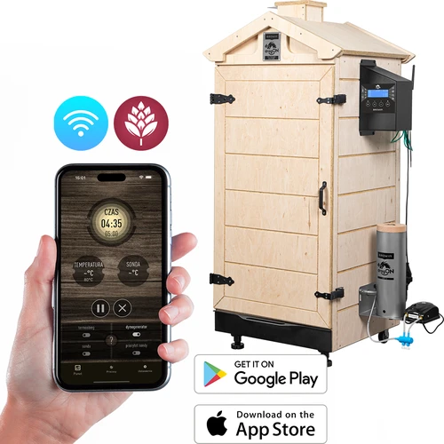 Kehyksetön dragON PLYWOOD NATURE -savustin Wi-Fi-ohjaimella, 200 L