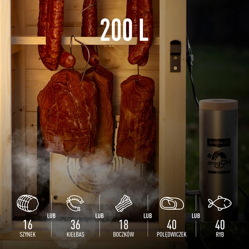 Kehyksetön dragON PLYWOOD NATURE -savustin Wi-Fi-ohjaimella, 200L - 14