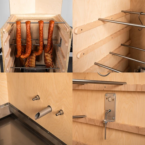 Kehyksetön dragON PLYWOOD NATURE -savustinkaappi digitaalisella ohjaimella, 200L - 5