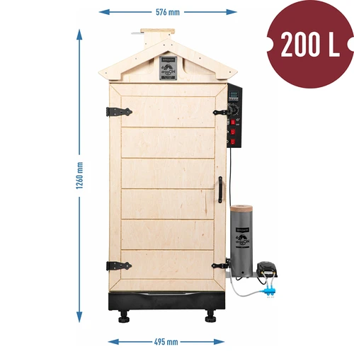 Kehyksetön dragON PLYWOOD NATURE -savustinkaappi digitaalisella ohjaimella, 200L - 8