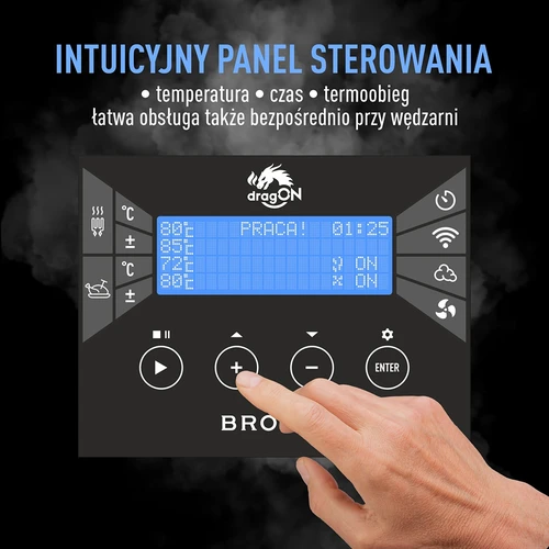 Kehyksetön dragON PLYWOOD NATURE -savustinkaappi Wi-Fi-ohjaimella, 200 L - 10