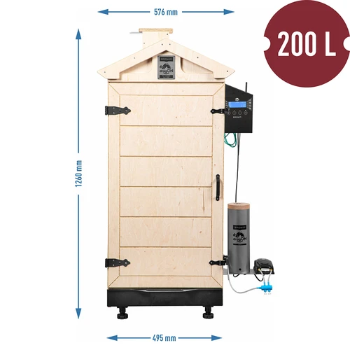 Kehyksetön dragON PLYWOOD NATURE -savustinkaappi Wi-Fi-ohjaimella, 200 L - 8