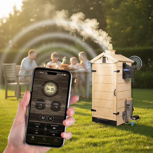 Kehyksetön savustin dragON PLYWOOD NATURE Wi-Fi-ohjaimella, 200L - 9