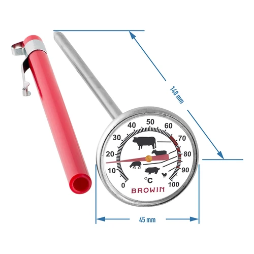 Keittiölämpömittari grafiikalla (0°C - +100°C) 12,5cm - 2