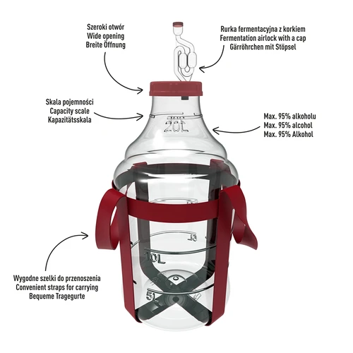 Kevyt, särkymätön viinipallo hihnoilla, 20 L - 4