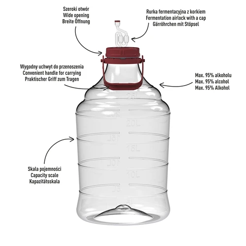 Kevyt, särkymätön viinipallo, jossa kahva, 25 L - 4