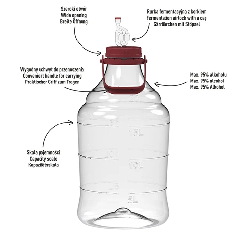 Kevyt, särkymätön viinipallo kahvalla, 20 L - 4