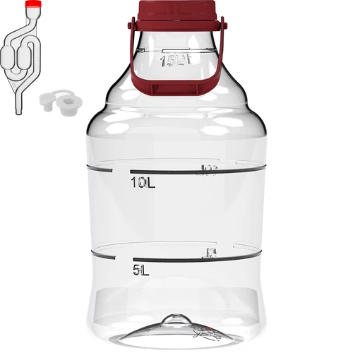 Kevyt, särkymätön viinipullo, jossa kahva, 15 L - 2
