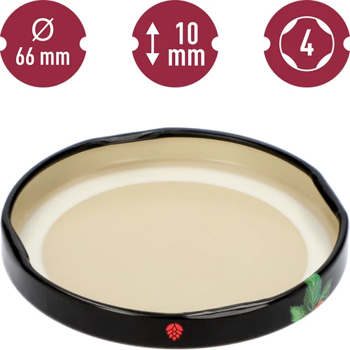 Kierrekorkki fi 66/4 hedelmät mustalla taustalla - 10 kpl. - 4
