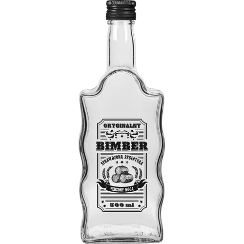 Klasztoripullo 0,5 L mustalla korkilla ja painatuksella Bimber - 3