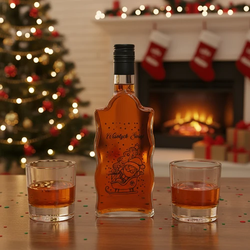 Klasztorna-pullo 500 ml kierrekorkilla, Joulupukki-painatus, 1 kpl - 6