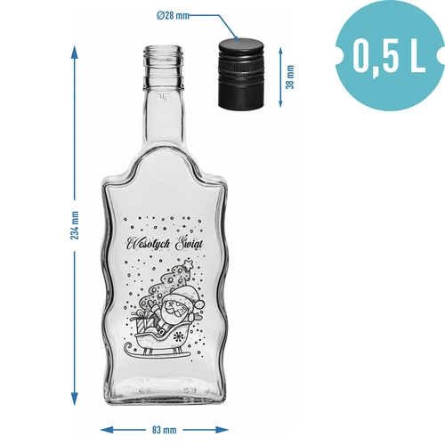 Klasztorna-pullo 500 ml kierrekorkilla, Joulupukki-painatus, 1 kpl - 5