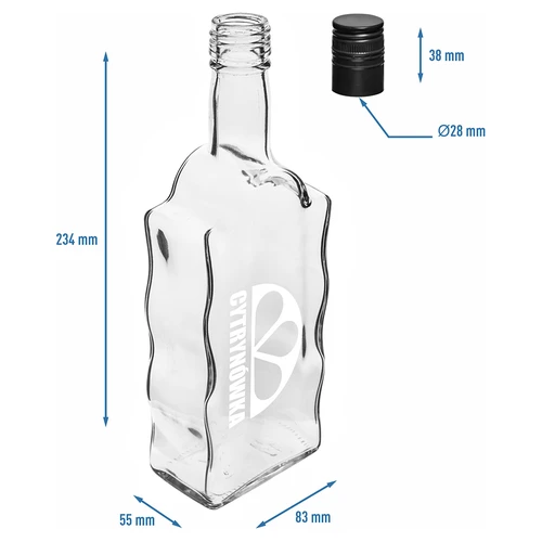 Klasztorna-pullo 500 ml kierrekorkilla ja ”Cytrynówka”-painatuksella, malli 2 - 5