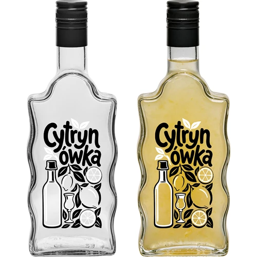Klasztorna-pullo 500 ml kierrekorkilla ja painatuksella 'Cytrynówka', malli 1 - 3
