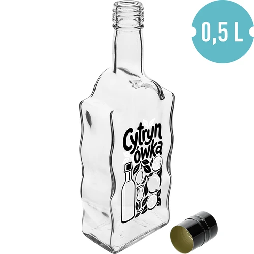 Klasztorna-pullo 500 ml kierrekorkilla ja painatuksella 'Cytrynówka', malli 1 - 2
