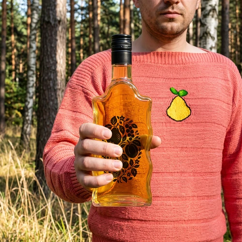 Klasztorna-pullo 500 ml kierrekorkilla ja painatuksella "Hedelmät", kuvio 1 - 8