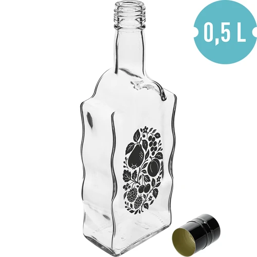 Klasztorna-pullo 500 ml kierrekorkilla ja painatuksella "Hedelmät", kuvio 1 - 2