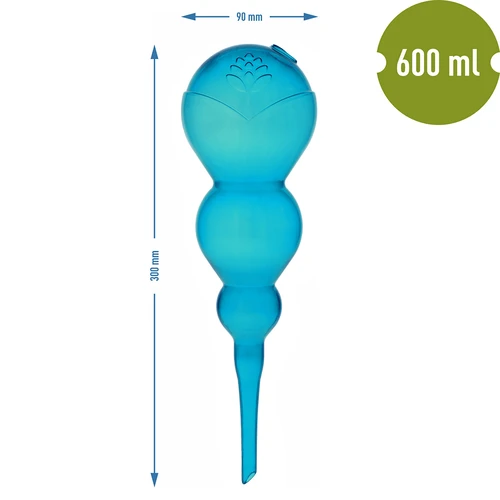 Kolmoiskastelupallo (kolmikammioinen), läpinäkyvä sininen, 600 ml - 5
