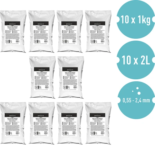 Kookospähkinäaktiivihiili 1 kg x 10 - setti - 2