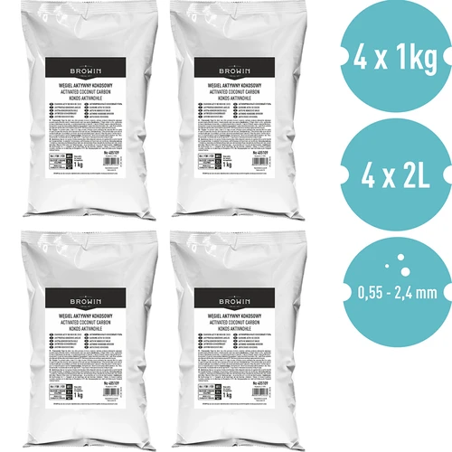 Kookospähkinäaktiivihiili 1 kg x 4 - setti - 2