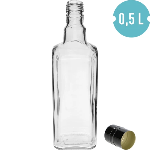 Koristepullo TYNKTURA 0,5 l, pitkä musta kierrekorkki fi 28 mm, 1 kpl - 2