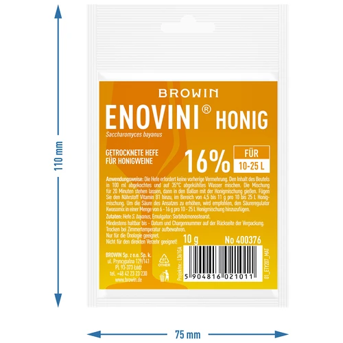 Kuivattu hiiva hunajaviineille Enovini Hunaja 10g - 3