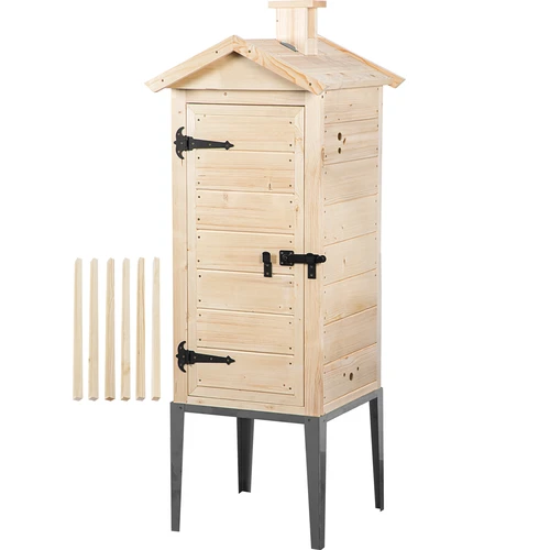 Kuusipuinen savustuskaappi, 200 l, ruostumattomalla jalustalla