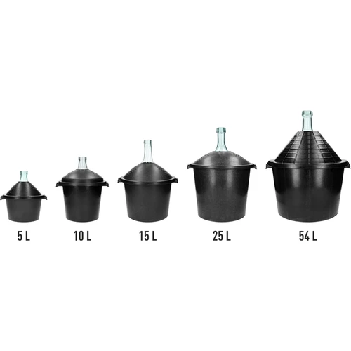 Lasinen viinipullo 5 L - muovikorissa - 6