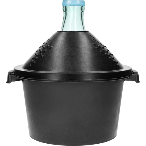Lasinen viinipullo 5 L - muovikorissa  - 1 