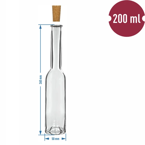 Likööripullo 200 ml 6 kpl + 6 korkkia 23/18 - 7